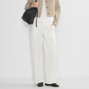 Aritzia chino mid rise wide leg pant, white